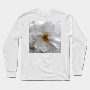 Curly White Rose Flower macro Long Sleeve T-Shirt